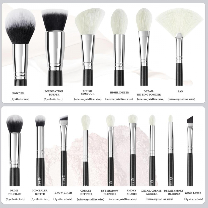 Set 15 Pensule Machiaj Profesional BEILI pentru Fata si Ochi - Model Nou [2]