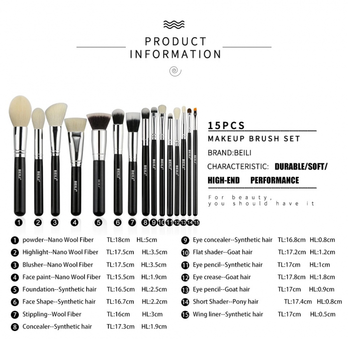 Set 15 pensule make-up Beili [6]