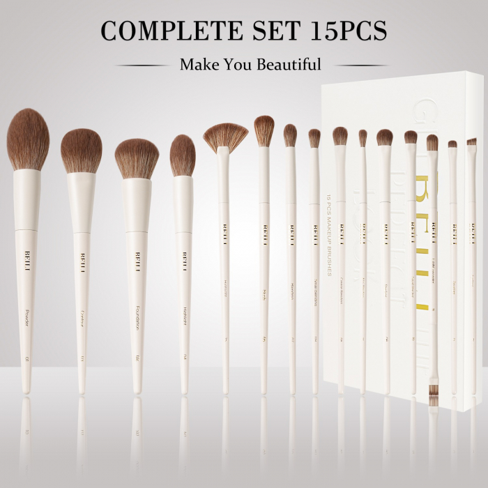 Set 15 Pensule Make-Up Beili White Vegan - Soft Beige [4]