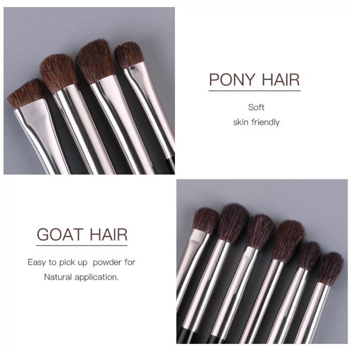 Set 18 pensule Make-up Beili Black, negru, Par natural [4]