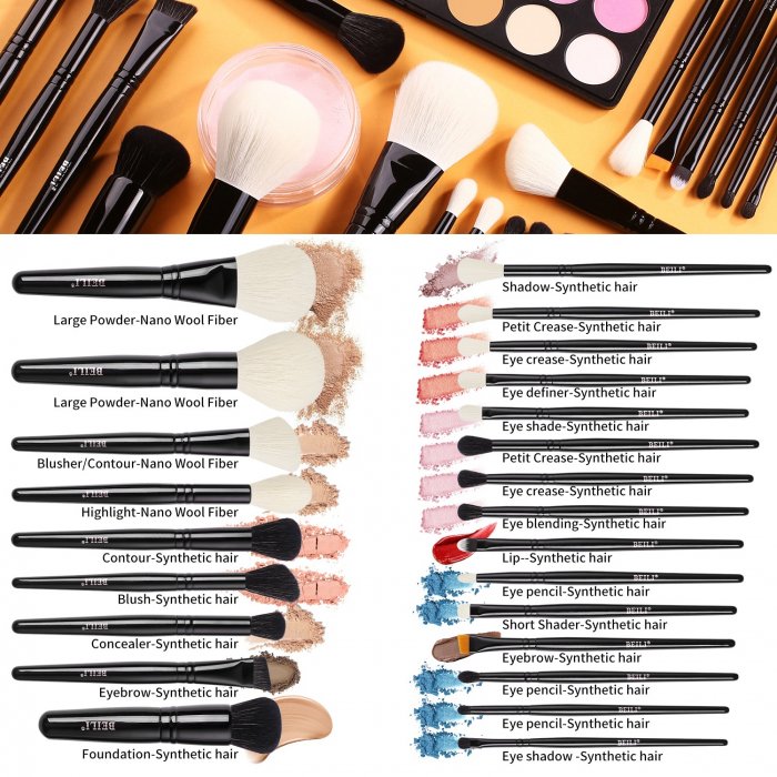 Set 24 pensule make-up Beili Black - Model nou [3]