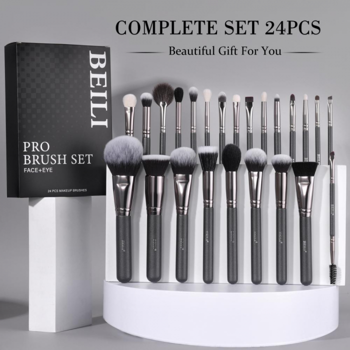 Set 24 pensule make-up Beili Black, par natural+sintetic - model nou [2]