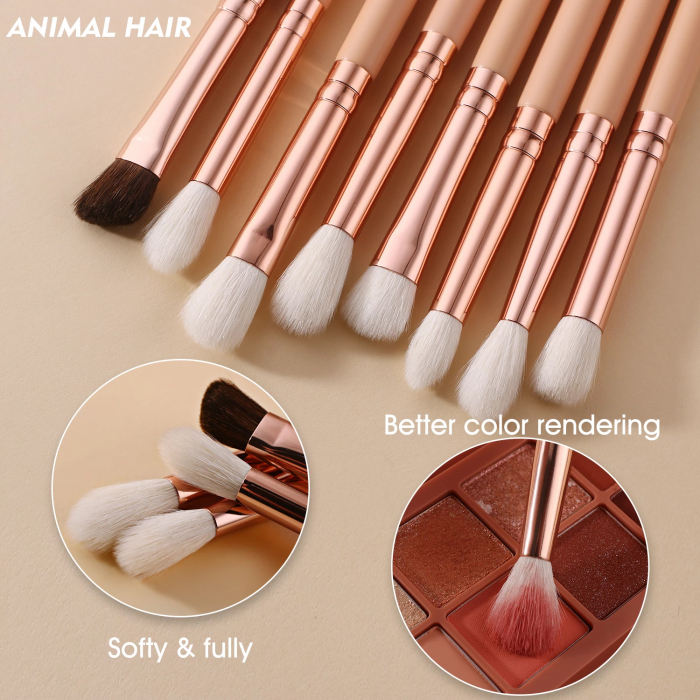 Set 28 Pensule Make-up BEILI Pink, Rose Gold - Par Natural [6]