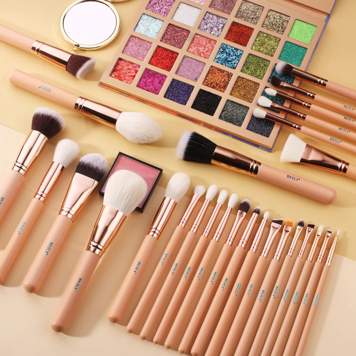 Set 28 Pensule Make-up BEILI Pink, Rose Gold - Par Natural [5]