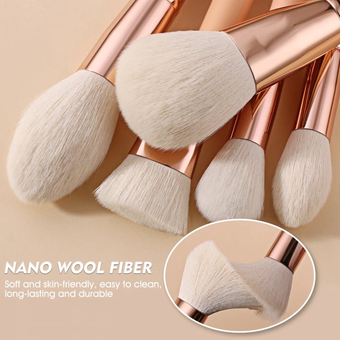 Set 28 Pensule Make-up BEILI Pink, Rose Gold - Par Natural [4]