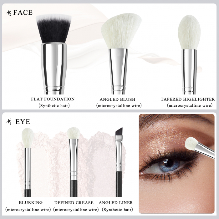 Set 6 Pensule Make-up BEILI Black WZ6 [8]
