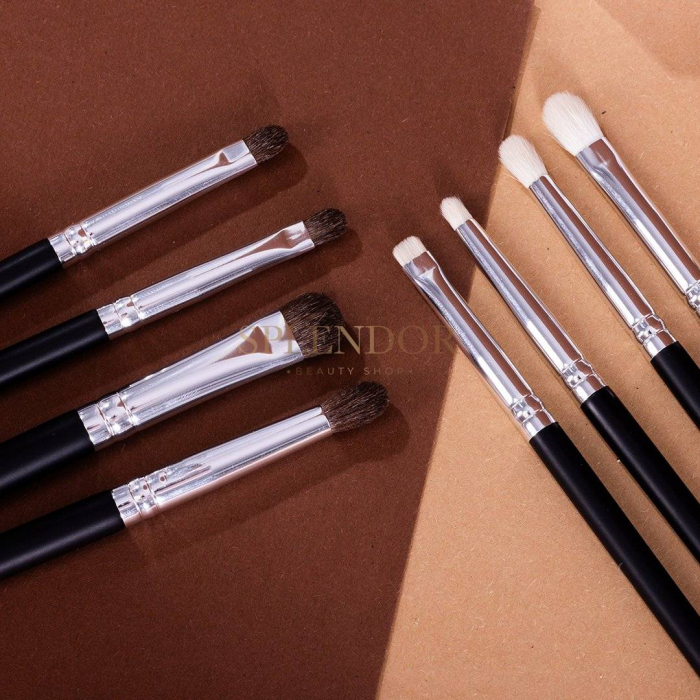 Set 8 Pensule Profesionale SPLENDOR Pentru Machiajul Ochilor Par Capra, Ponei + Borseta [2]