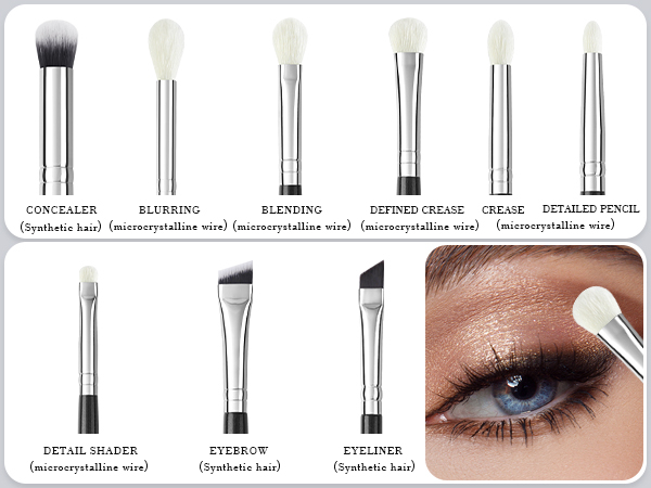 Set 9 Pensule Make-up Pentru Ochi BEILI - Model Nou WZE9 [6]