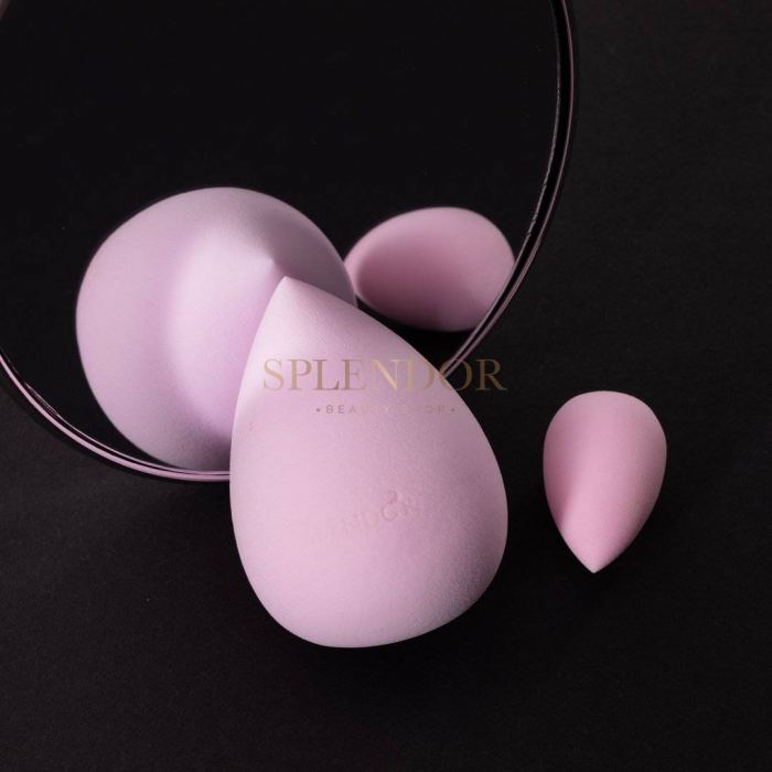 Set Burete machiaj super soft 1 buc oval si 1 buc lacrima roz pudra [2]