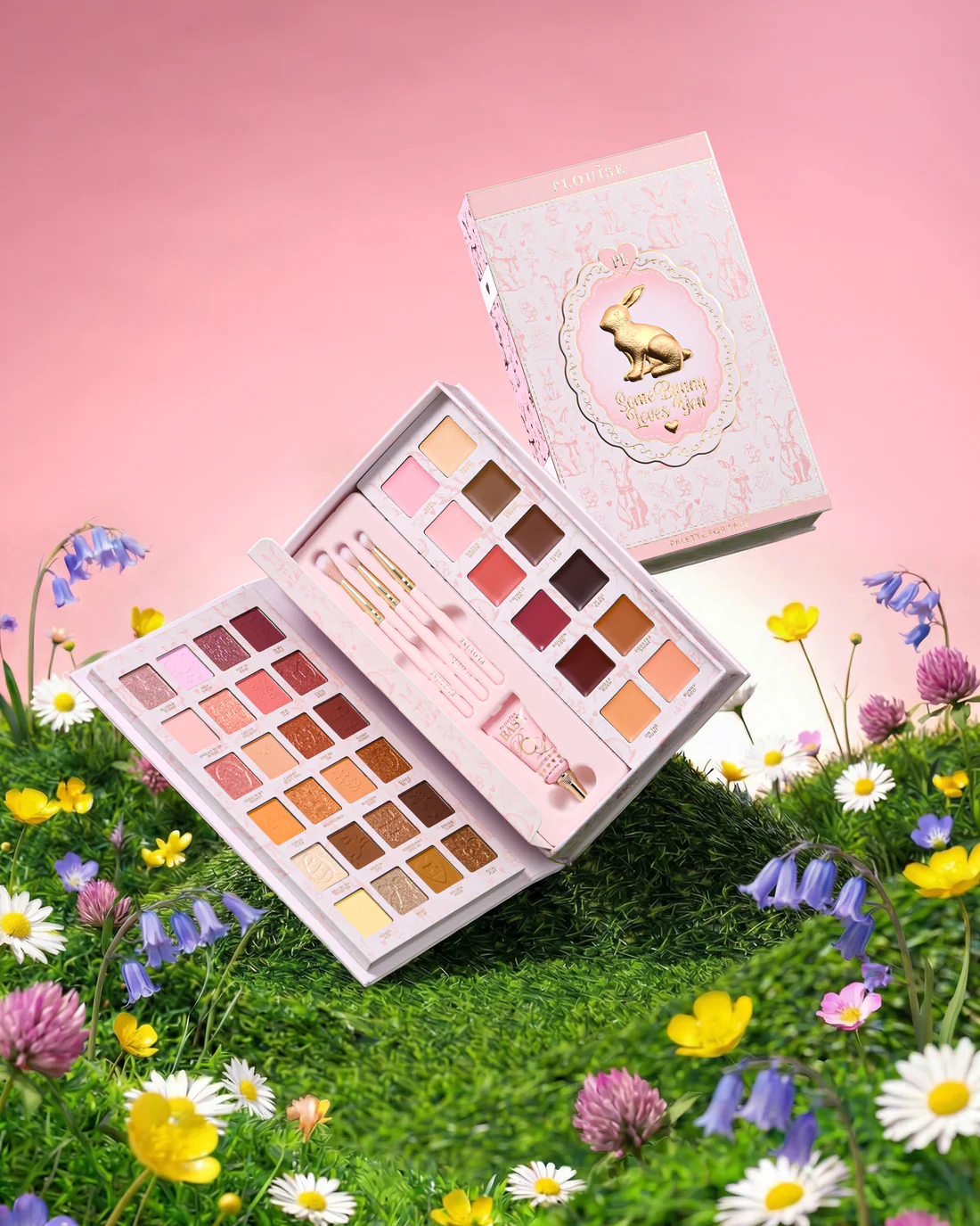 Set P.LOUISE Somebunny Loves You - Paletă pentru Ochi și Față, Trio de Uleiuri de Buze, Picături Bronzante, Bază de Pleoape și Mini Pensule [3]