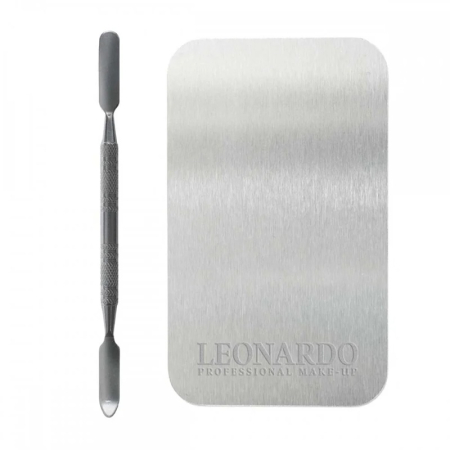 Paleta de mixare - Paleta de Mixare Machiaj LEONARDO, Otel Inoxidabil, Spatula Inclusa,