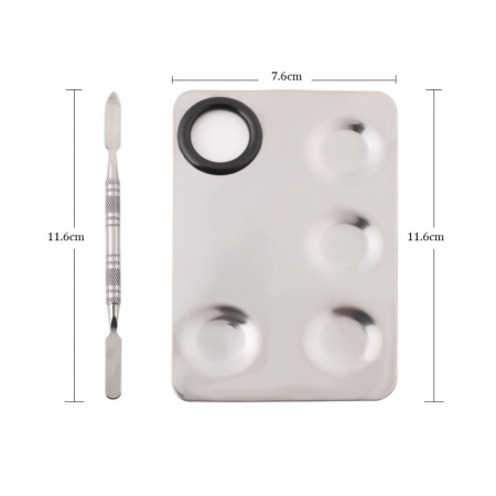 Paleta de mixare - Paleta de Mixare Machiaj, Otel Inoxidabil, Spatula Inclusa