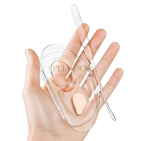 Paleta transparenta inchisa pentru mixare cosmetice cu spatula Splendor [1]