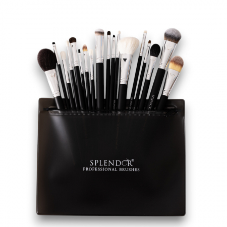 Toate Produsele - Set 18 Pensule Profesionale SPLENDOR Complete Par Fibre Moi Sintetice, Capra, Ponei + Borseta