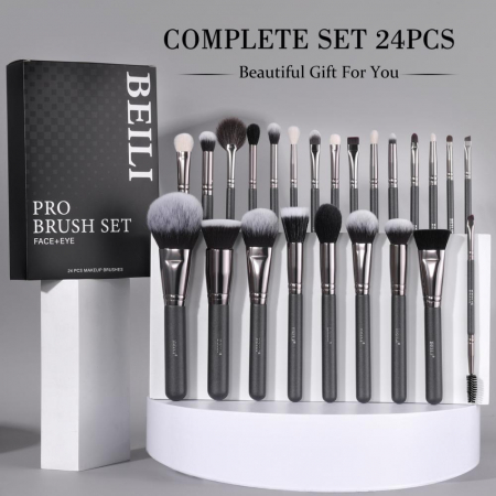 Set 24 pensule make-up Beili Black, par natural+sintetic - model nou [1]