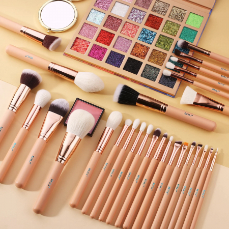 Set 28 Pensule Make-up BEILI Pink, Rose Gold - Par Natural [4]