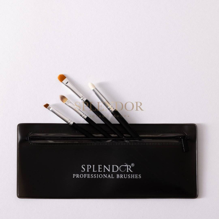 Set 4 pensule profesionale Splendor pentru ochi si sprancene / par sintetic + borseta [2]