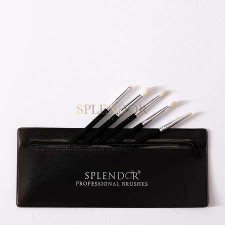 Set 5 pensule profesionale Splendor pentru ochi par capra alba + borseta [2]