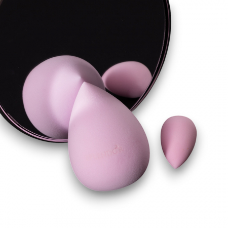 Bureti machiaj - Set Burete machiaj super soft 1 buc oval si 1 buc lacrima roz pudra