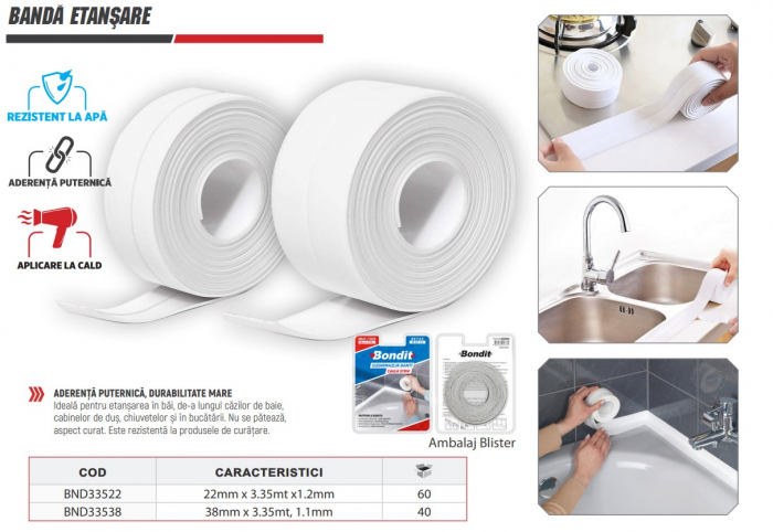 BANDA ETANSARE BAIE/BUCATARIE 38MMX3.35M BONDIT BND33538 [2]