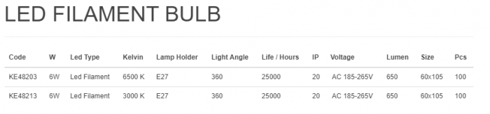 BEC LED FILAMENT KLAUS 6W E27 3000K KE48213 [3]