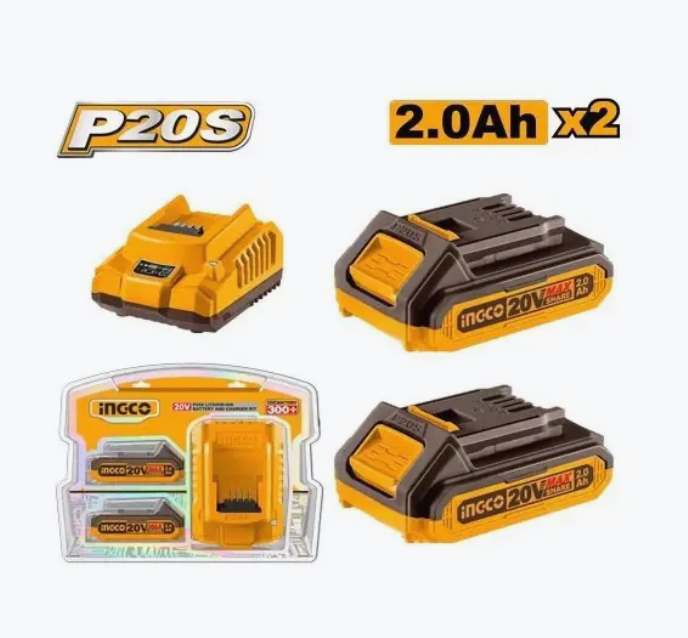 INGCO ACUMULATOR 20V SET 2x2AH + INCARCATOR  FBCPK1222E [1]