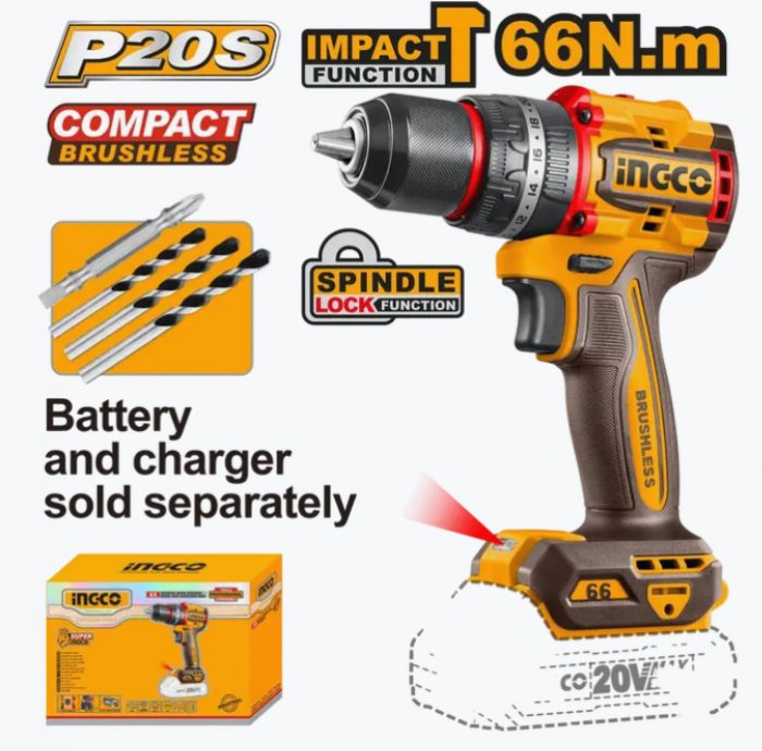 INGCO BORMASINA 20V IMPACT 66NM FARA PERII MANDRINA MET  CIDLI206681 [1]