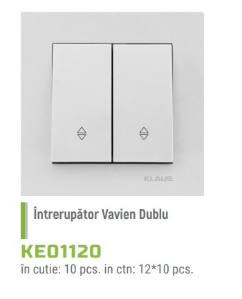 INTRERUPATOR DUBLU VEAVIEN KLAUS ALB (CAP SCARA) KE01120 [2]