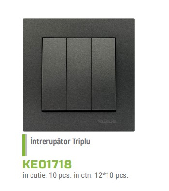 INTRERUPATOR TRIPLU KLAUS ANTRACIT KE01718 [2]