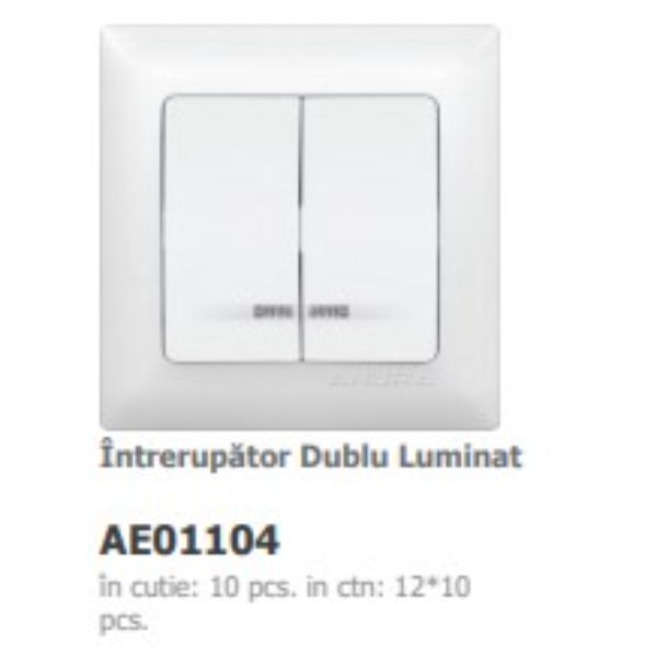 INTRERUPATOR DUBLU CU LED ANURA ALB AE01104 [2]