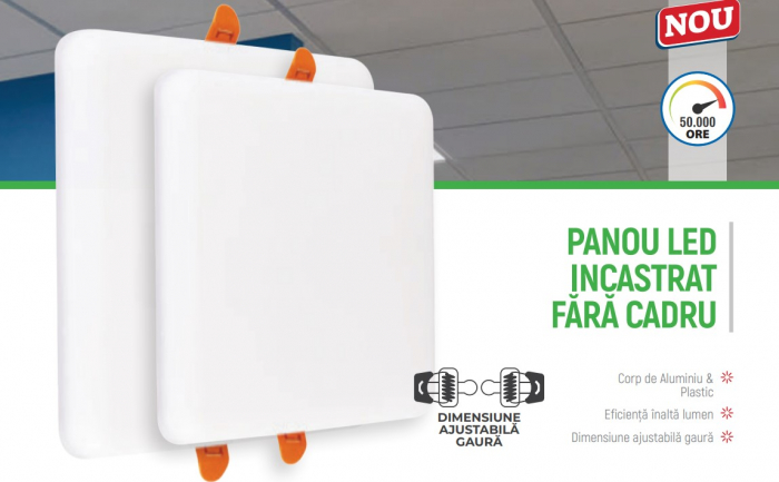 PLAFONIERA INCASTRATA PATRATA FARA RAMA 18W KE35963 [2]