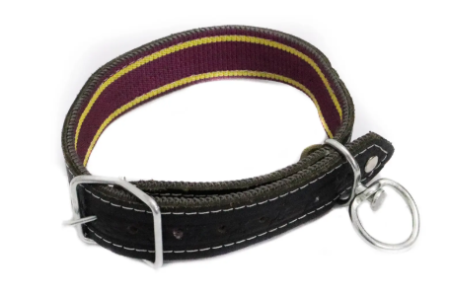 Curele, lanturi si carabine - BERV CUREA CAINE PIELE +TEXTIL  MARE CU VARTEJ  B1076