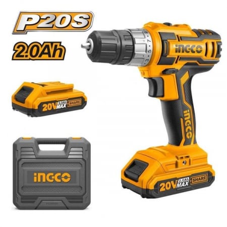 Masini de gaurit si insurubat - INGCO BORMASINA 20V CU 2X2AH + INC + CUTIE PL  CDLI200215