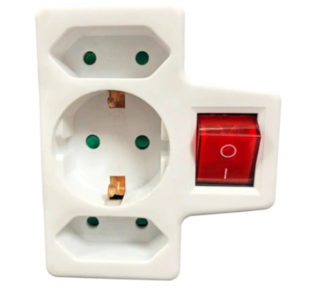 Instalatii electrice si de iluminat - FISA ADAPTOARE/ TRIPLU STECHER 3 PRIZE 2+1 SUKO+INTRERUPATOR  TPS2E1SK