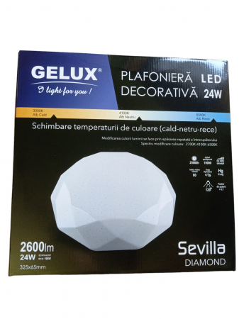 Surse de iluminat - GELUX PLAFONIERA LED PT 24W DIAMOND  GL-LEDCCTSD2401