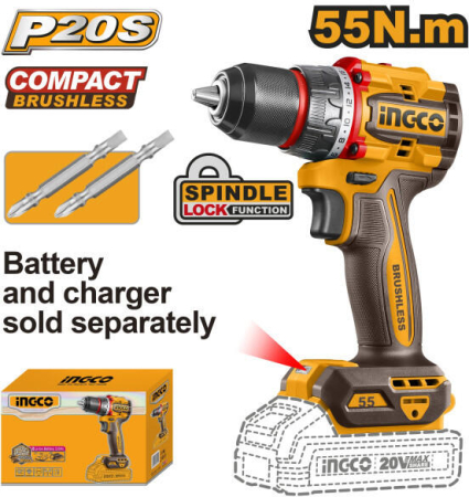 Masini de gaurit si insurubat - INGCO BORMASINA 20V 55NM FARA BAT/INC  CDLI205581