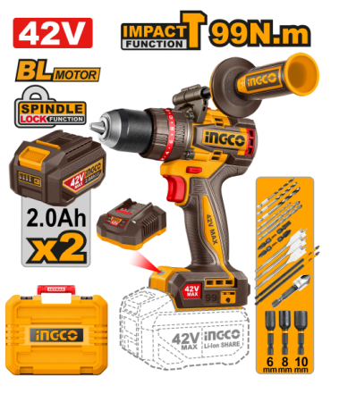 Masini de gaurit si insurubat - INGCO BORMASINA 42V IMPACT 99NM 2ACU+INC  CIDLI429982