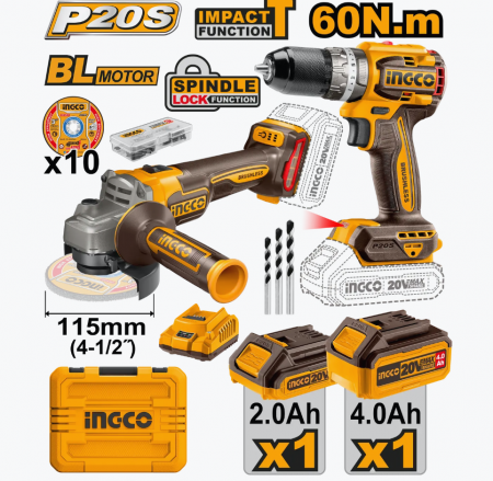 Masini de gaurit si insurubat - INGCO BORMASINA 66NM + FLEX +2 ACUMULATORI SI INCARCATOR CKLI20273E