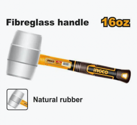 Ciocane - INGCO CIOCAN CAUCIUC ALB MANER FIBRA 450G HRUH8916