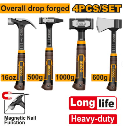 Scule si unelte de mana - INGCO CIOCAN SI SECURE SET4B PROFI  HCH9004L