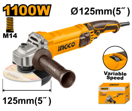 Flexuri si polizoare - INGCO POLIZOR UNGHIULAR 125MM 1100W TURATIE REGLABILA  AG1100385E