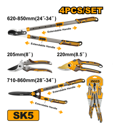 Scule si unelte de mana - INGCO SET FOARFECI POMI 4BUC  HLT93401