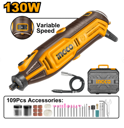 Scule electrice si pe acumulatori - INGCO SLEFUITOR 130W + 52 ACCESORII MG13328E
