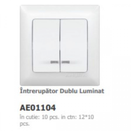 INTRERUPATOR DUBLU CU LED ANURA ALB AE01104 [1]