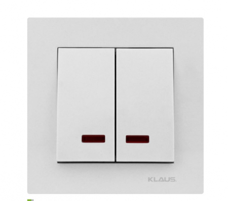 Prize si intrerupatoare - INTRERUPATOR DUBLU CU LED KLAUS ALB  KE01104