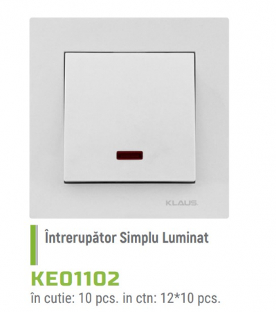 INTRERUPATOR SIMPLU CU LED KLAUS ALB  KE01102 [1]
