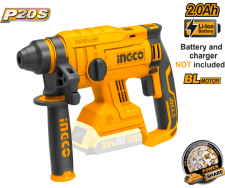 Scule electrice si pe acumulatori - INGCO CIOCAN ROTOPERCUTOR INDUSTRIAL 20V FARA BAT/INC CRHLI2201