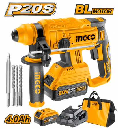 Picamare - INGCO PICAMMER INDUSTRIAL 20V MOTOR+2ACU4AH+INC+GEANTA CRHLI22012