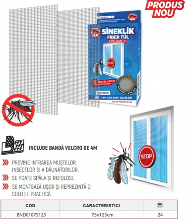 PLASA PROTECTIE INSECTE PT FERESTRE 75X125 + BANDA 4M BND01075125 [1]
