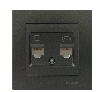 Instalatii electrice si de iluminat - PRIZA CABLU DE DATE SI TELEFON KLAUS NEAGRA KE01813